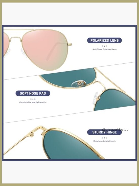 Polarized Aviator Sunglasses with Metal Frames main image 4